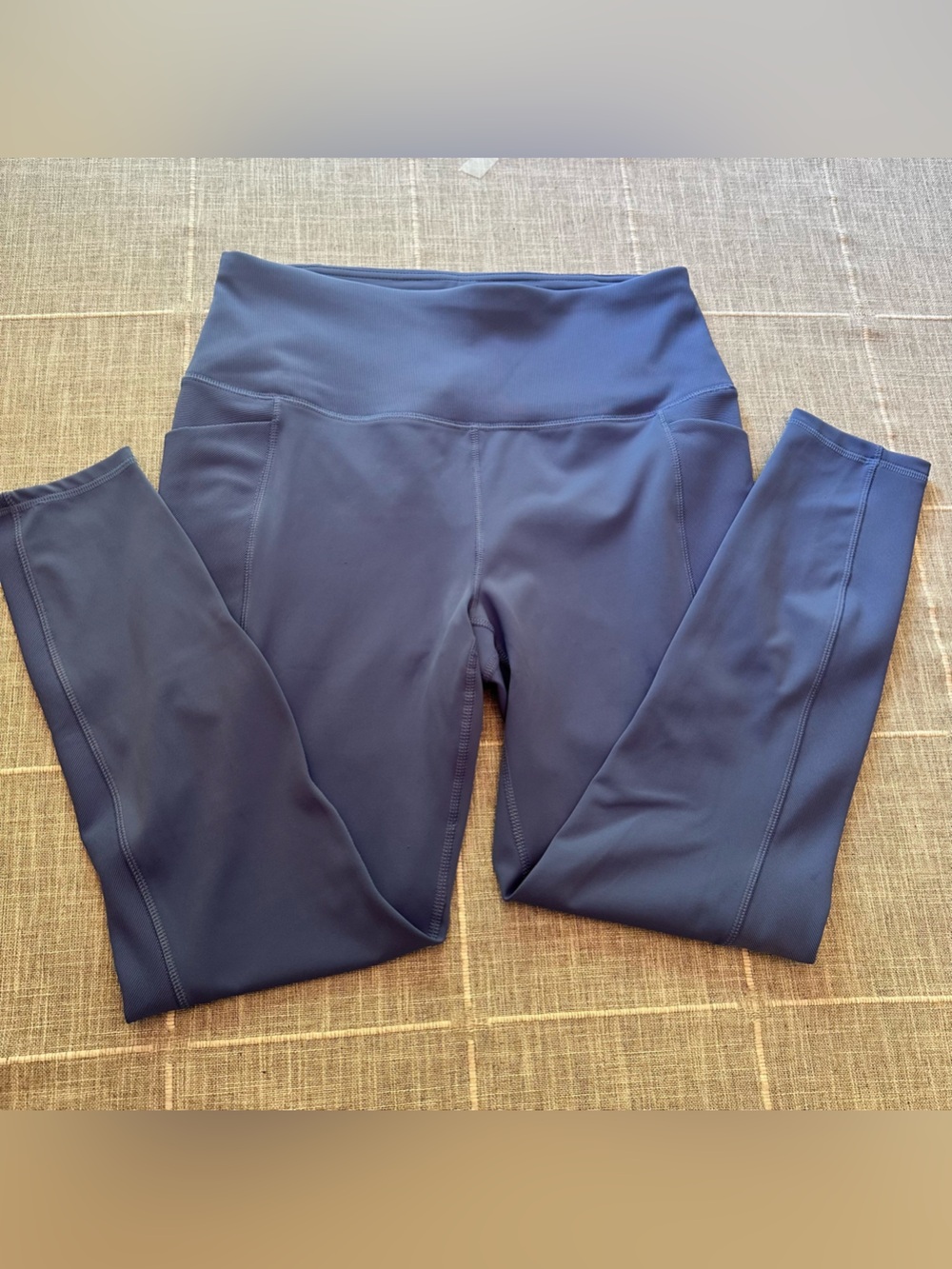 Spyder Active Leggings Women L Blue Ribbed Pocket Athleisure Gorpcore Streetwear